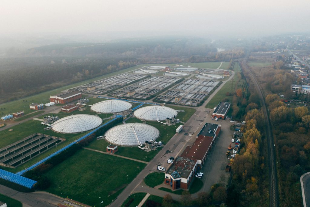 Aeiral view of a water treatment plant