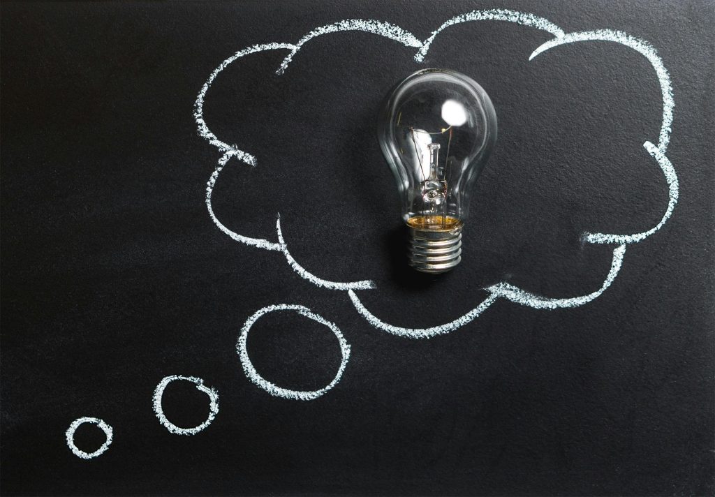 Light bulb in a thought bubble